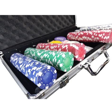 300 Fichas De Poker Com Giratorio Preto Rack