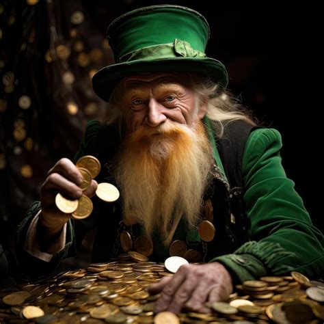 Leprechaun S De Ouro Tendo Sorte De Maquina De Fenda