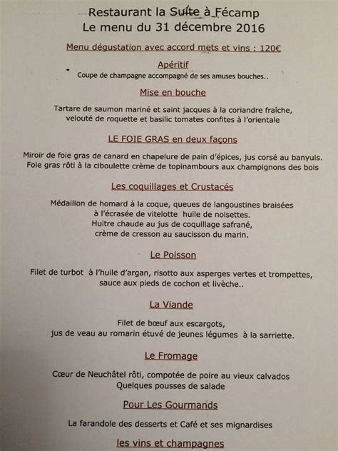 Menu De Casino Fecamp