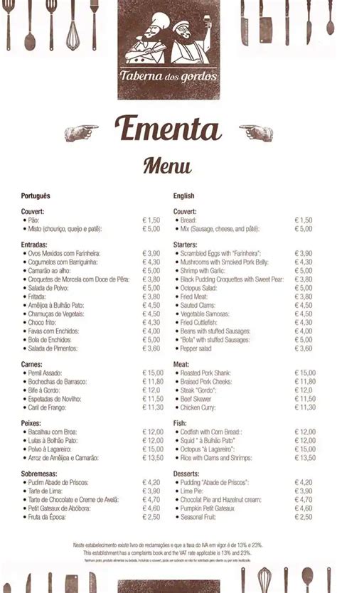 Roleta Taberna Menu